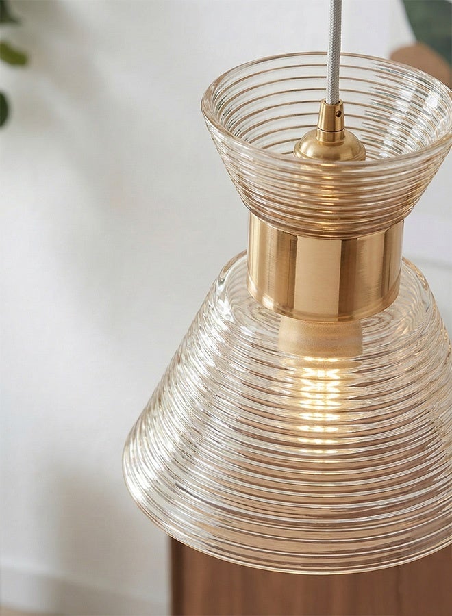  سبولكس إضاءة عصرية من SPOLUX، مصباح معلق فردي، زجاج ذهبي اللون، لون برونزي عتيق، 150 × 25 سم، مناسب لغرفة النوم والمطبخ - Image 3